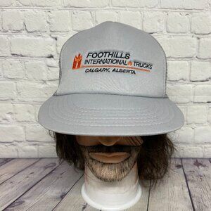 Vintage Trucker Hat Mesh Cap Snapback Gray Foothills International Trucks AB